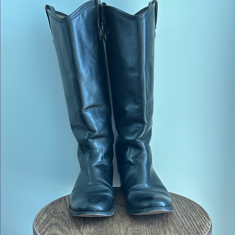 FRYE AND CO. Midnight Black Leather Heeled Boots